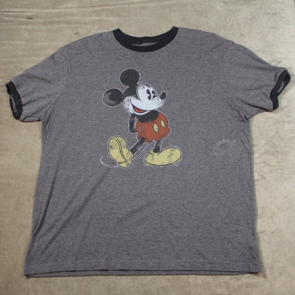 Vtg Disney Mickey Mouse Tee Shirt Mens Size XL Extra Large Charcoal Grey Black